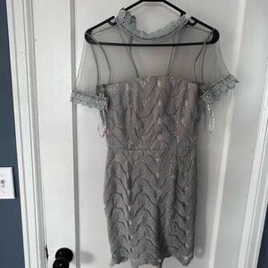 Missguided Gray Lace Mini Dress